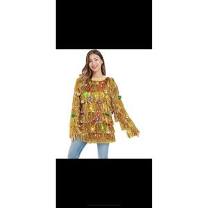 U Look Ugly Today Xmas Sweater‎ Ornament Led Lights Flapper Tinsel Fringe MED